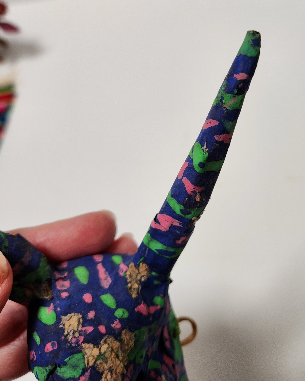 Vintage Artist Made Hand Made Paper Mache Mask Mexico Folk Art