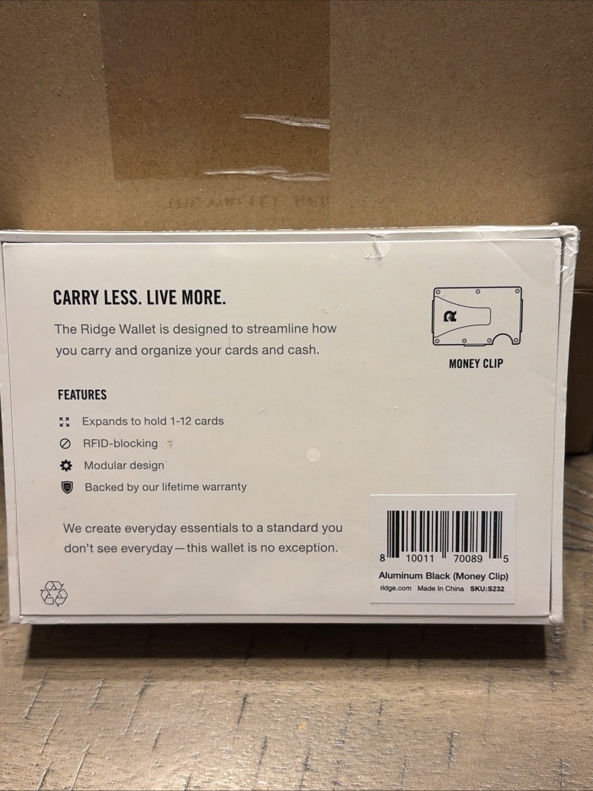 Ridge Slim RFID Blocking Wallet Money Clip Card Holder Black Aluminum New Sealed