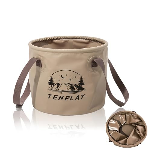 TENPLAY Collapsible Bucket with Handle, Water Storage, Lightweight, Brown(20l)