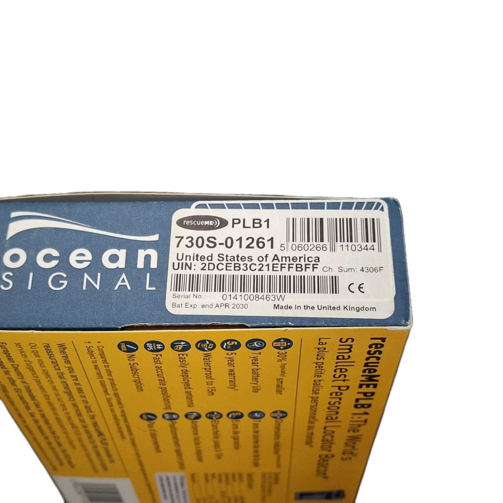 Ocean Signal Rescue Me PLB1 Personal Locator Beacon Outdoor Camping