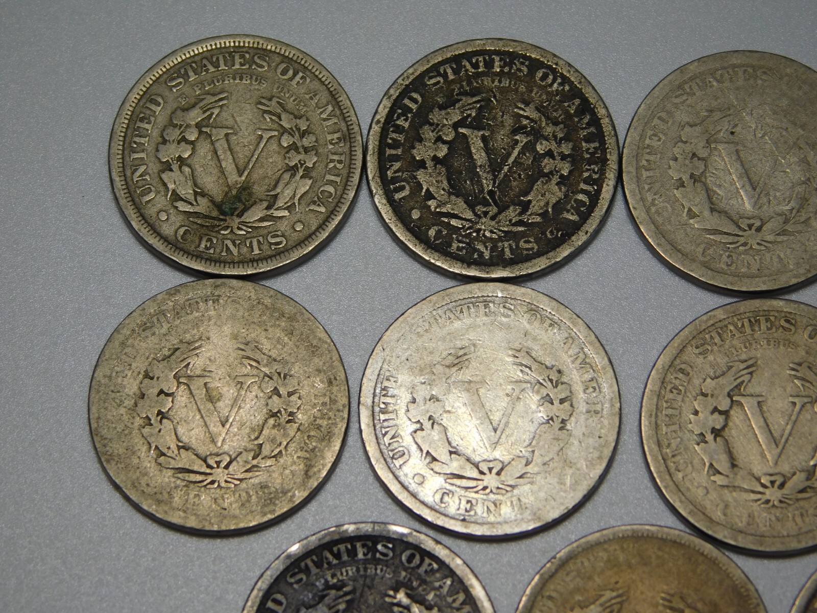 11 LIBERTY HEAD V NICKELS US COIN LOT 1899 1900-01-02-03-04-05-07-08-10-11