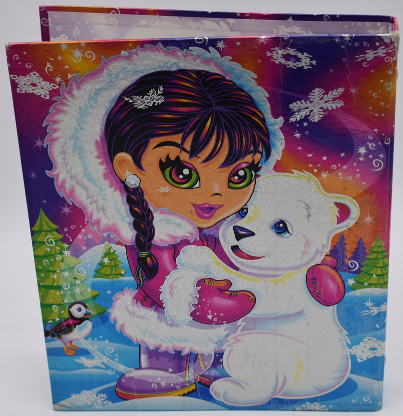 Vintage Y2K Lisa Frank Eskimo Girl Polar Bear Glitter Prism 3 ring Binder