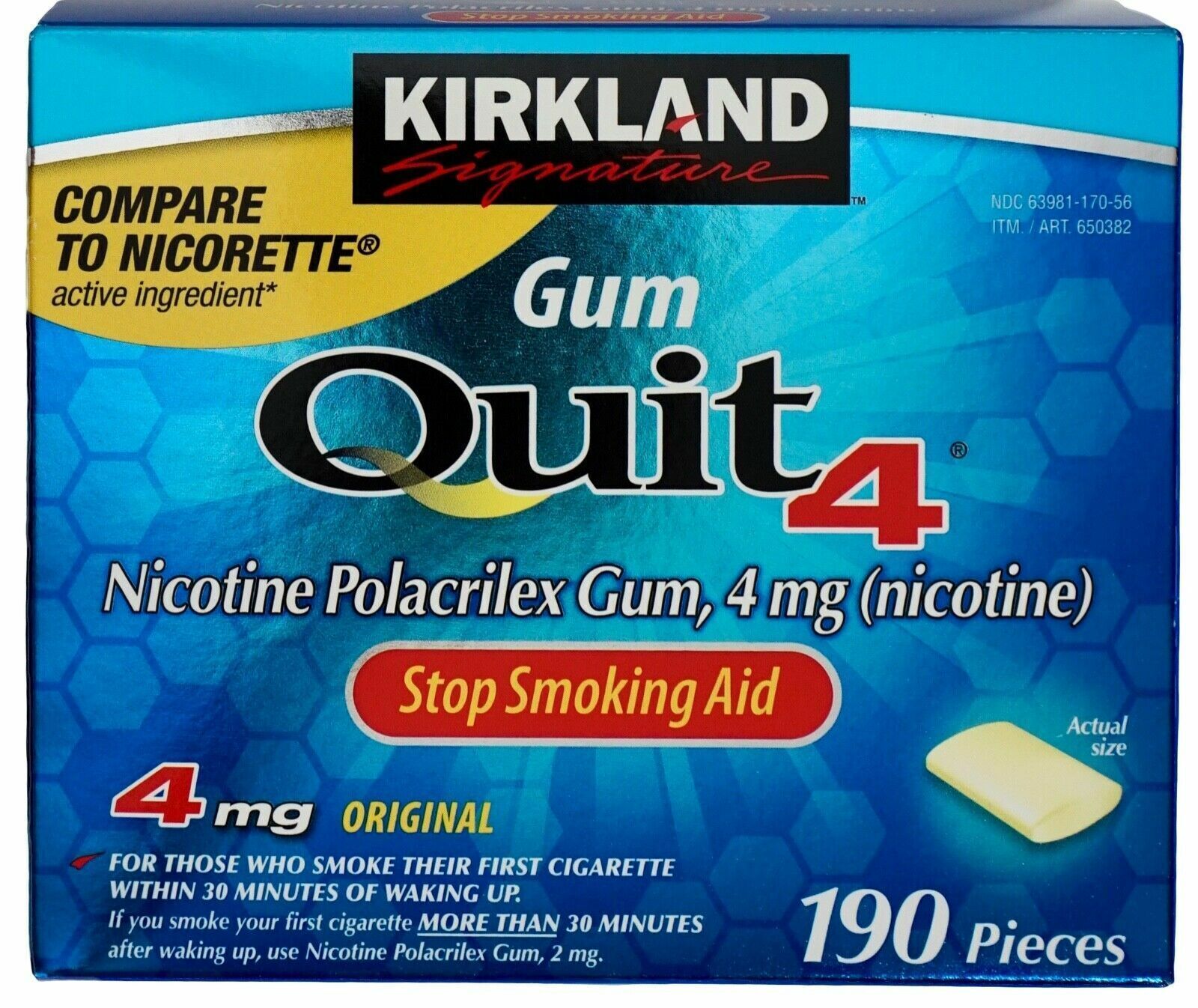 Kirkland Signature Quit 2mg / 4mg Quit Smoking Gum Nicotine Polacrilex 190-380ct