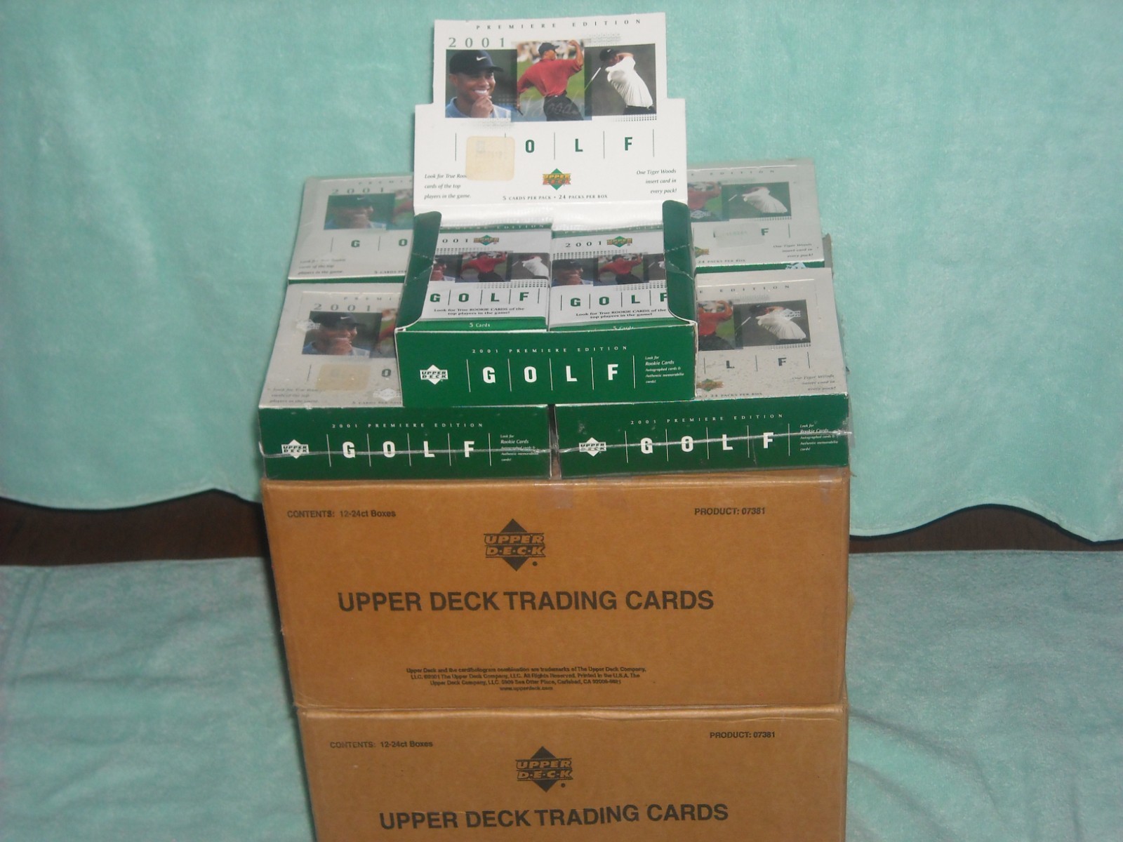 2001 UPPER DECK GOLF FACTORY SEALED GREEN HOBBY PACKS TIGER'S RC YR**3 PACKS**!