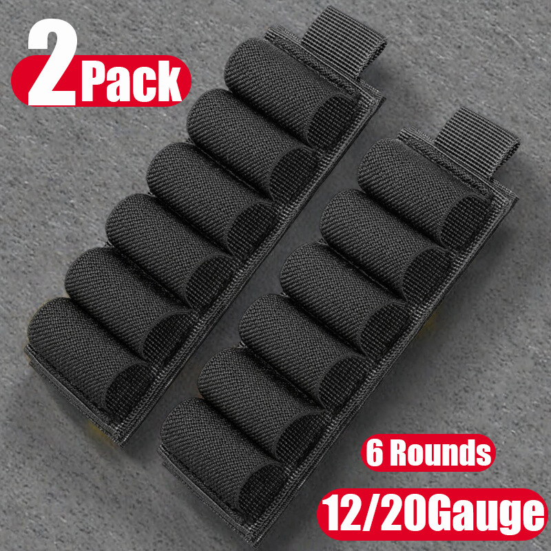 2 Pack Tactical Shotgun Shell Holder Buttstock Holder Cartridge for 12/20 Gauge