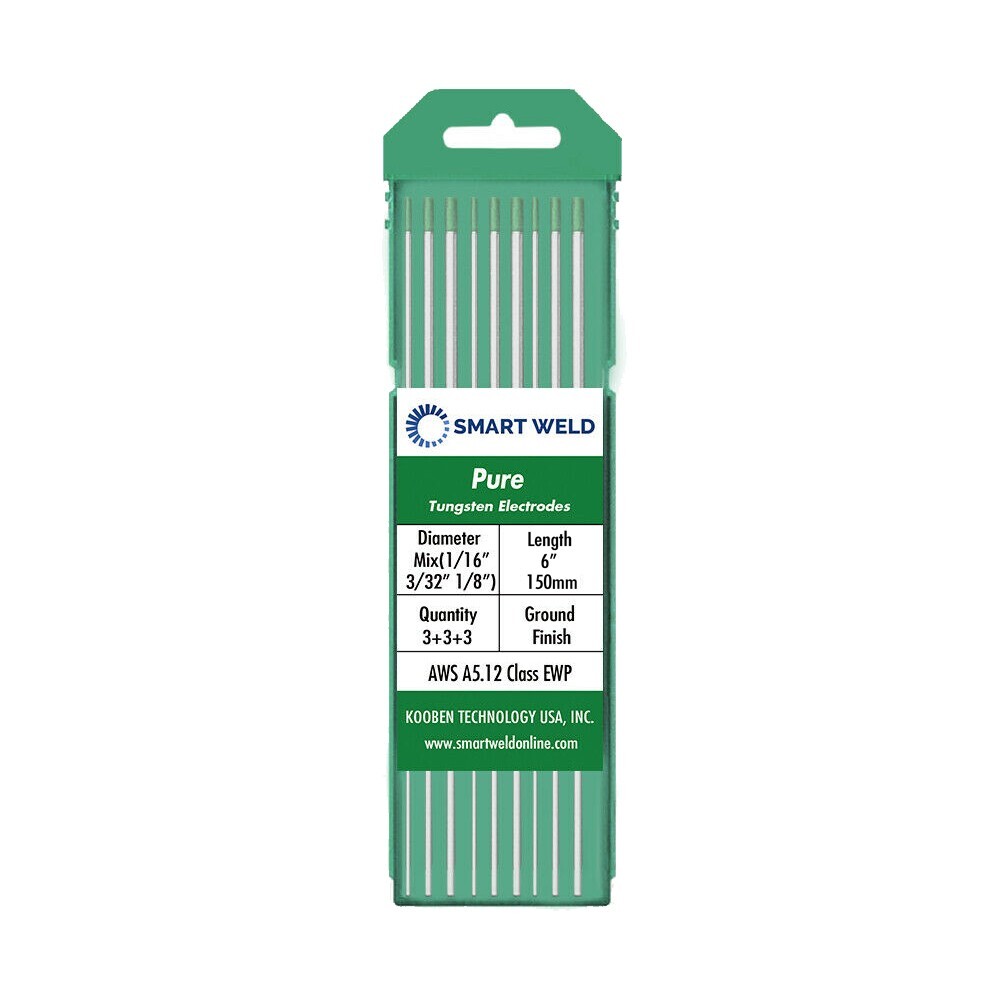 Green TIG Welding Tungsten Electrode Assorted 9 pack 1/16" 3/32" 1/8" Length 6"