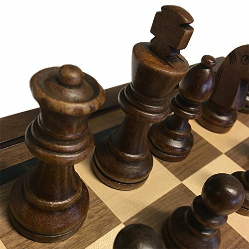 Chess Set Board Game 19" Large Deluxe w/ Drawer Storage Box Walnut Wood 1208M