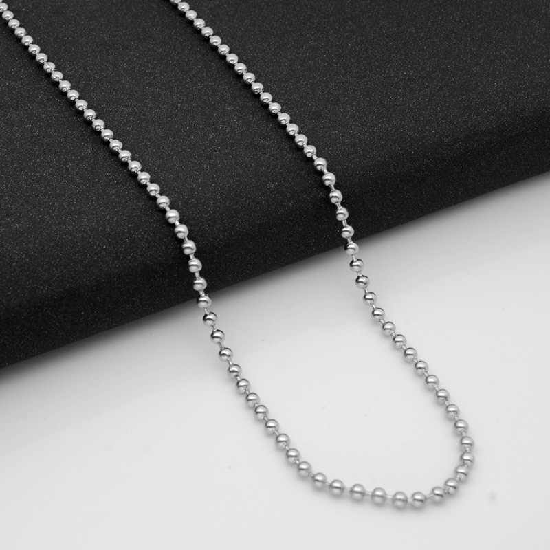 5pcs/lot Stainless Steel Round Ball Bead Chain Necklace Men Women 1.6/2/2.4/3mm