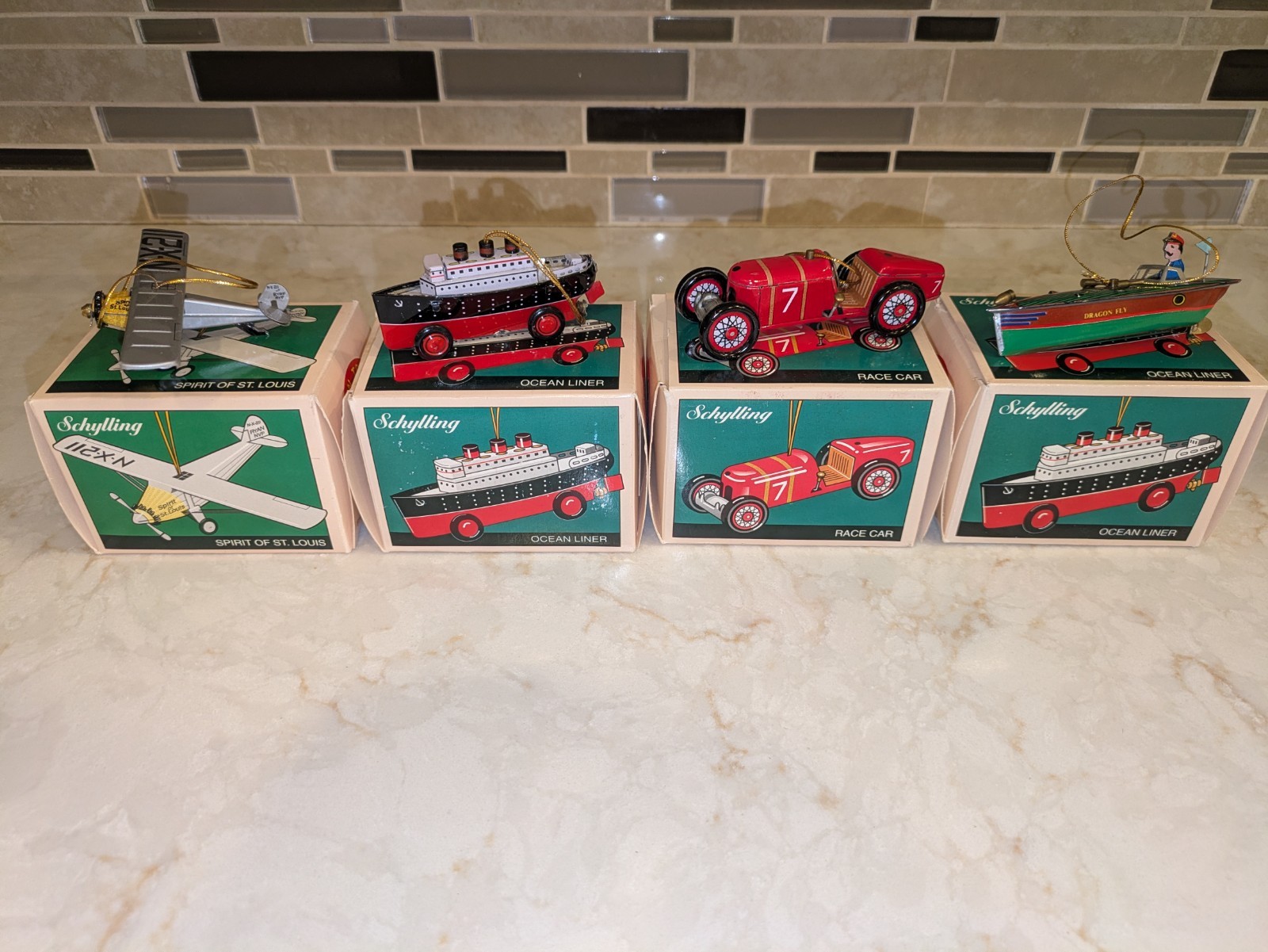 Set of 4 Schylling Collector Series Orrnaments (1990s)