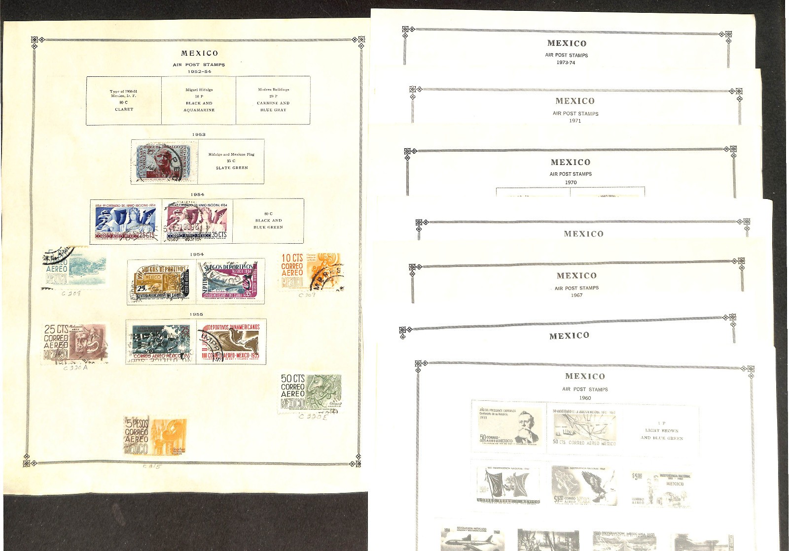 Mexico Stamp Collection on 60 Scott International Pages, 1856-1978 (BE)