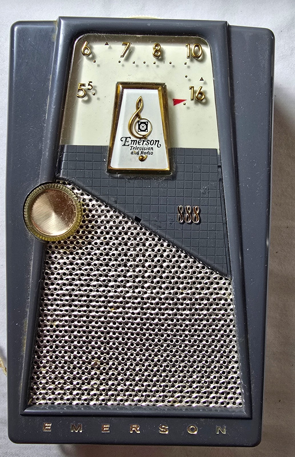 Vintage Grey EMERSON 888 8 Transistor Pocket Radio & Accessories
