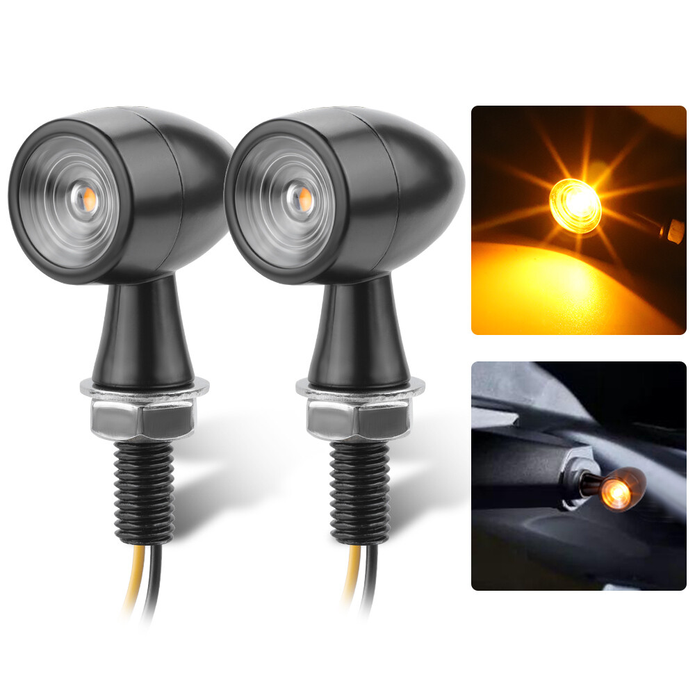 Mini Motorcycle LED Turn Signals Blinker Light Indicator Amber Lamp Universal US