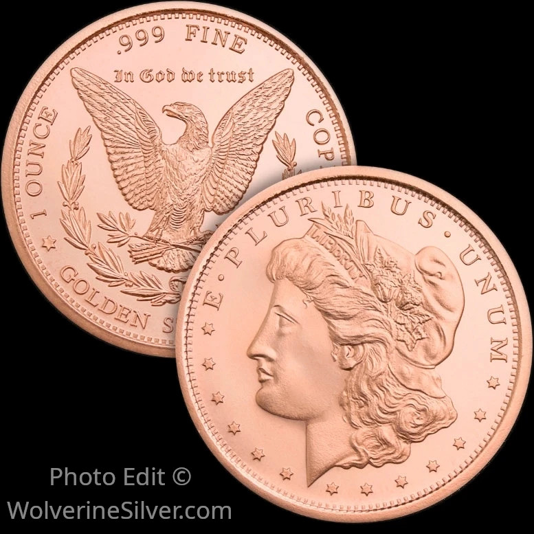 1 Oz. Solid .999 Fine Copper Round - Morgan Dollar - Golden State Mint
