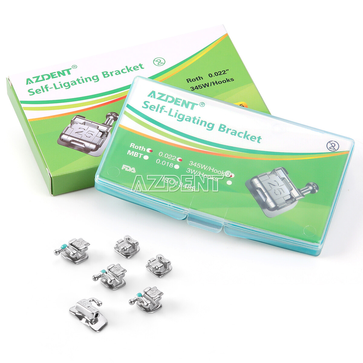 AZDENT Dental Orthodontic Self-Ligating Braces Brackets Roth/MBT.022 Hooks 345