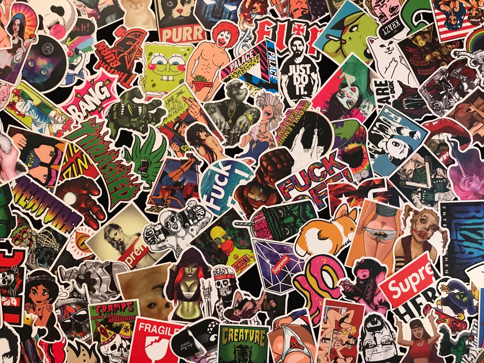 300 Random Skateboard Stickers bomb Vinyl Laptop Luggage Decals Dope Sticker Lot