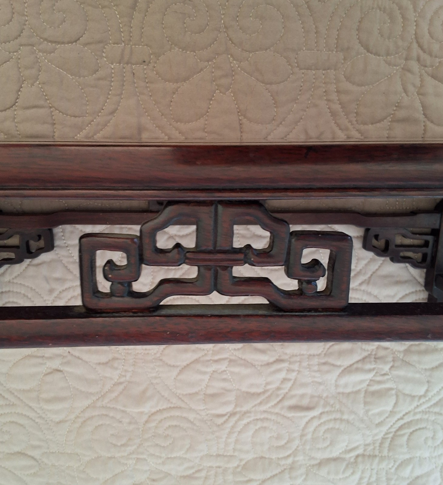 Pair MCM Oriental Asian Mahogany Brown Rectangular Shrine Table Set Bonsai Vtg