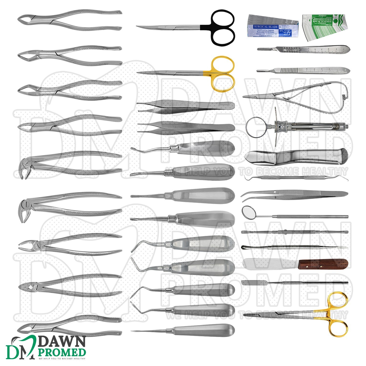 75 Pcs Oral Dental Extracting Surgery Kit Elevator Forceps Set German Grade