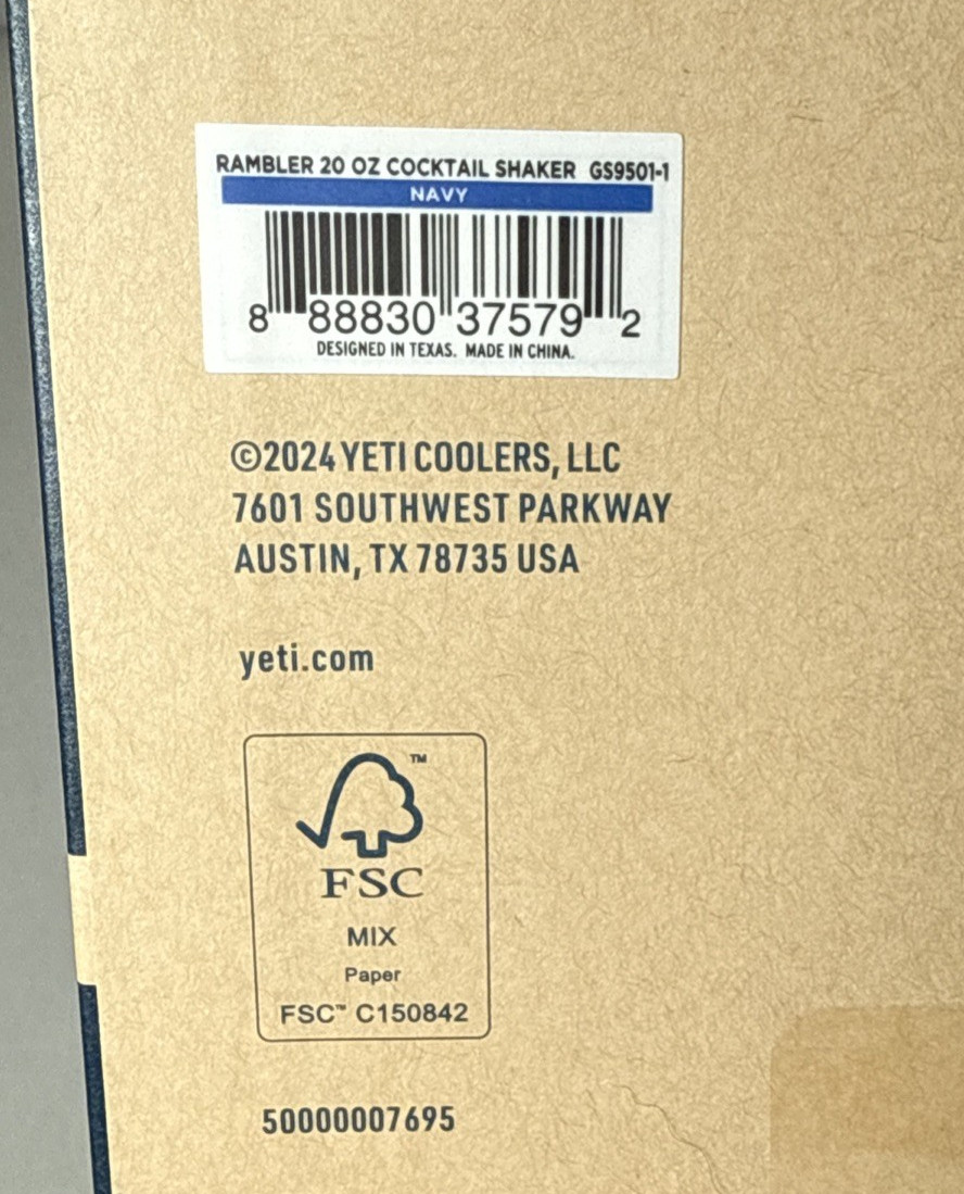 Yeti Rambler 20 oz Cocktail Shaker - Navy - NEW in Box w/ Paperwork