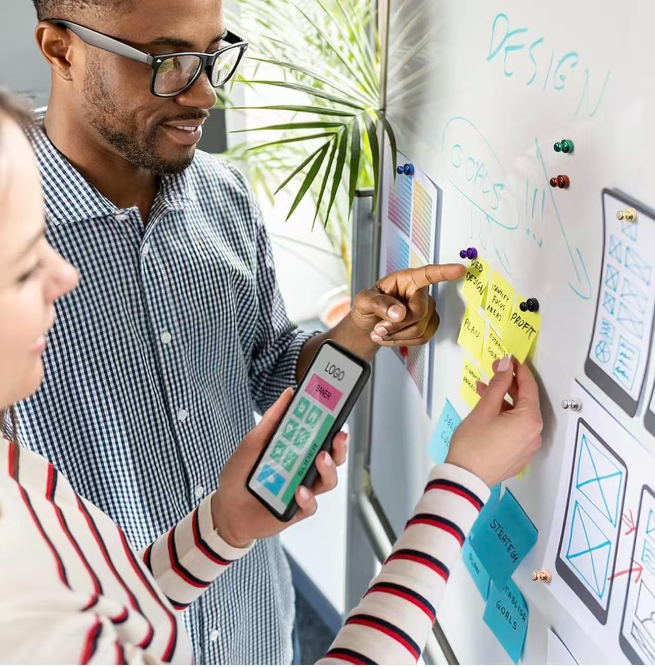 Strong Whiteboard Magnets, Tiny Cute Magnetic Push Pins for Refrigerator,56pcs