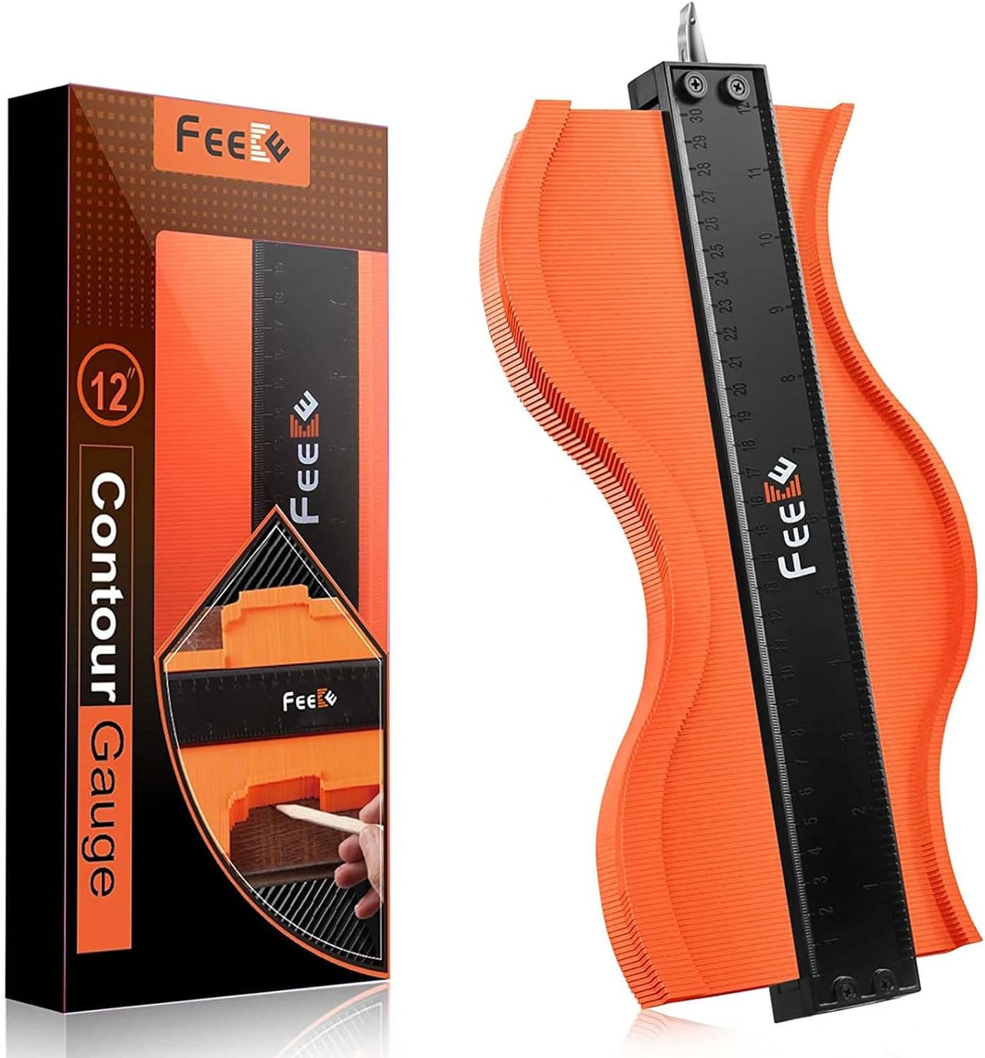 12" Contour Gauge w/ Lock Profile Tool,Super Contour Duplicator Woodworking Tool