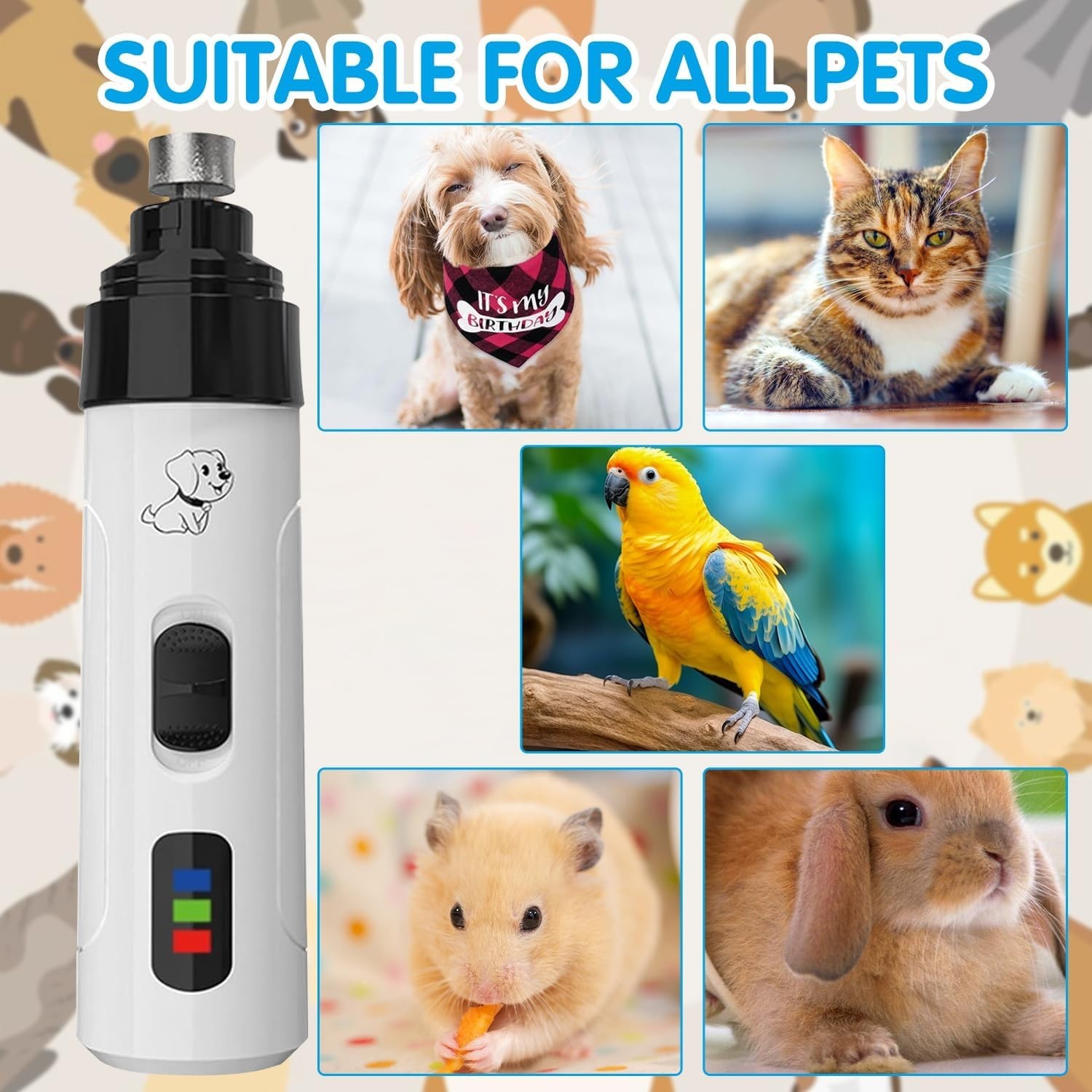 Silent Groom Pro Nail Grinder by Heusom Quiet Professional Pet Nail Grinder NEW