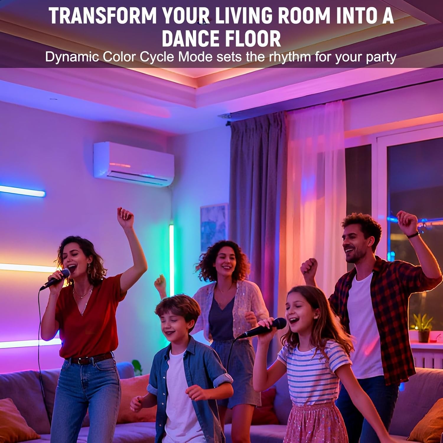 RGB Mood Lighting Bar, Under Cabinet Lights with 8 Colors & Dynamic Modes, Easy