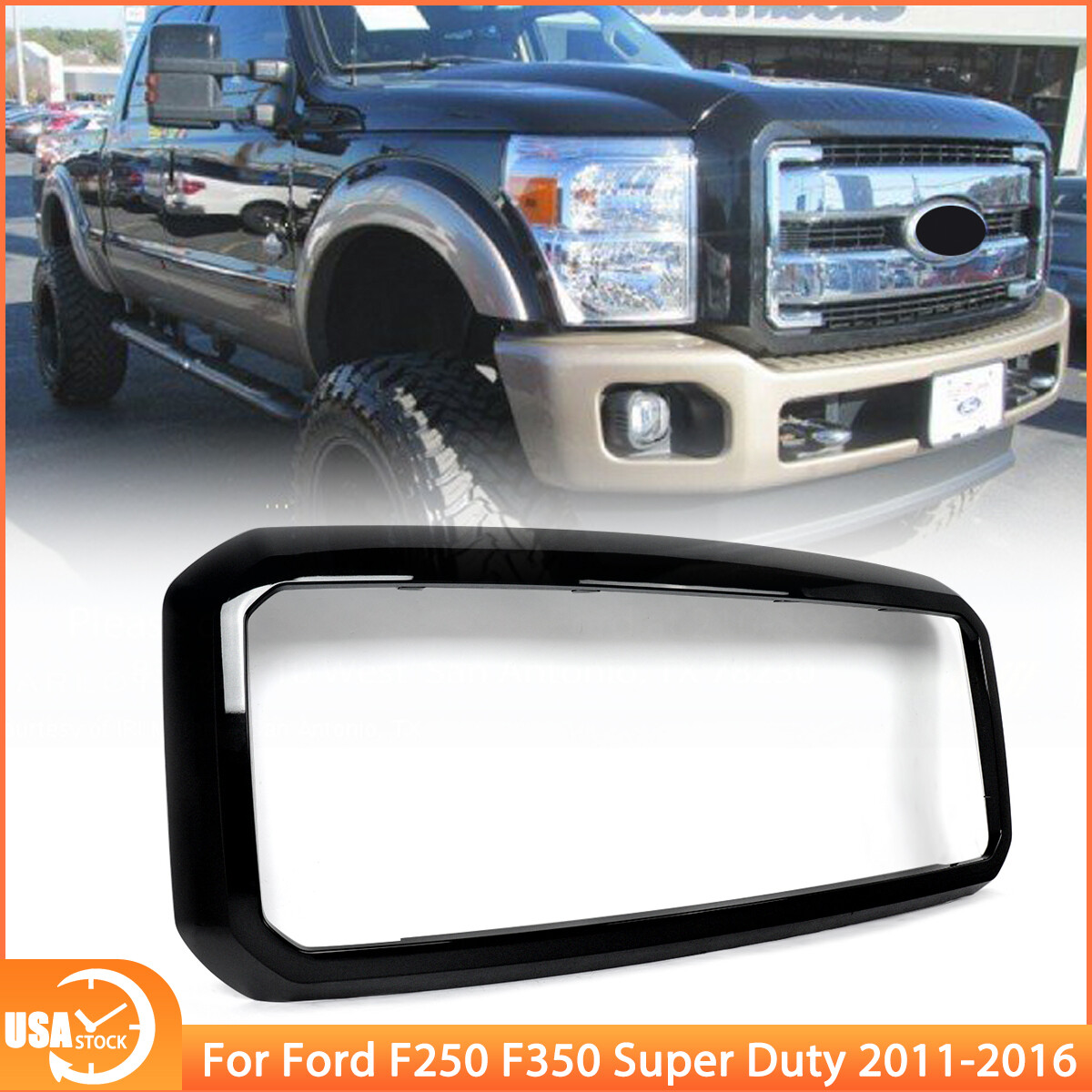 Tuxedo Black Grille Surround For 2011-2016 Ford F-250 F-350 F-450 Super Duty