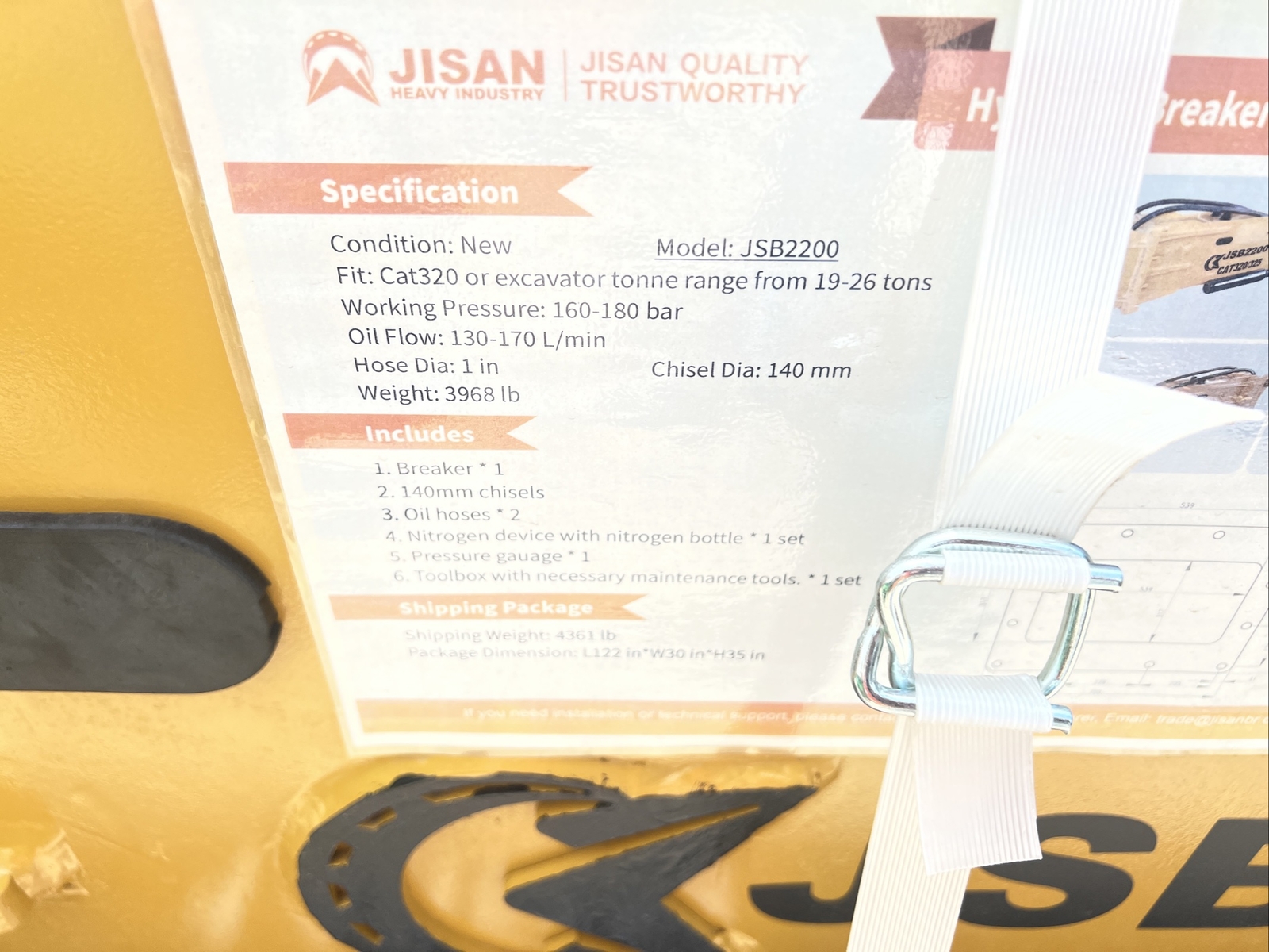 Jisan JSB2200 Cat 320 Hydraulic Hammer Concrete Breaker 80 MM Pins Excavator New