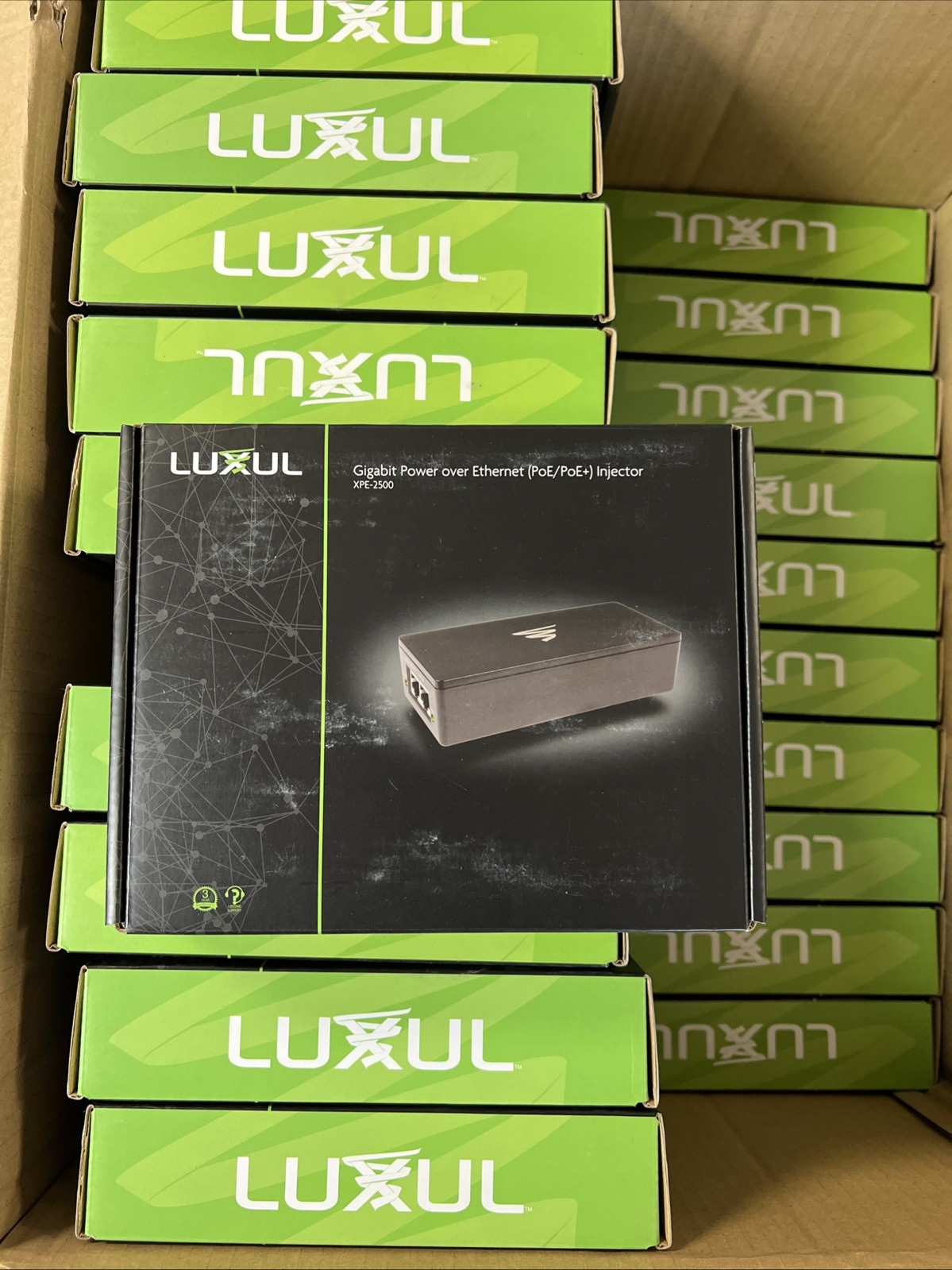(LOTS OF 25)LUXUL Gigabit Power Over Ethernet PoE+ Injector-XPE-2500(New In Box)