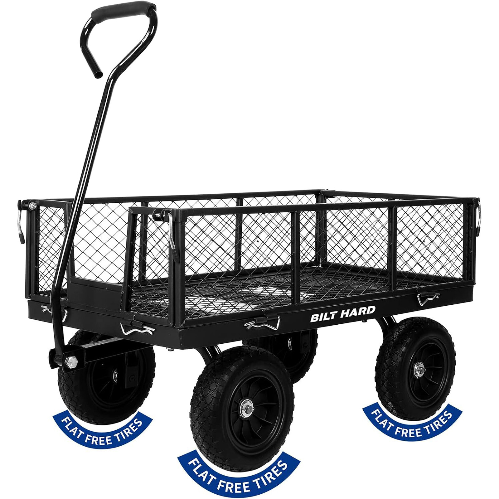 BILT HARD Garden Cart Heavy Duty Steel Mesh Yard Utility Wagon 880 lbs 10" Tire