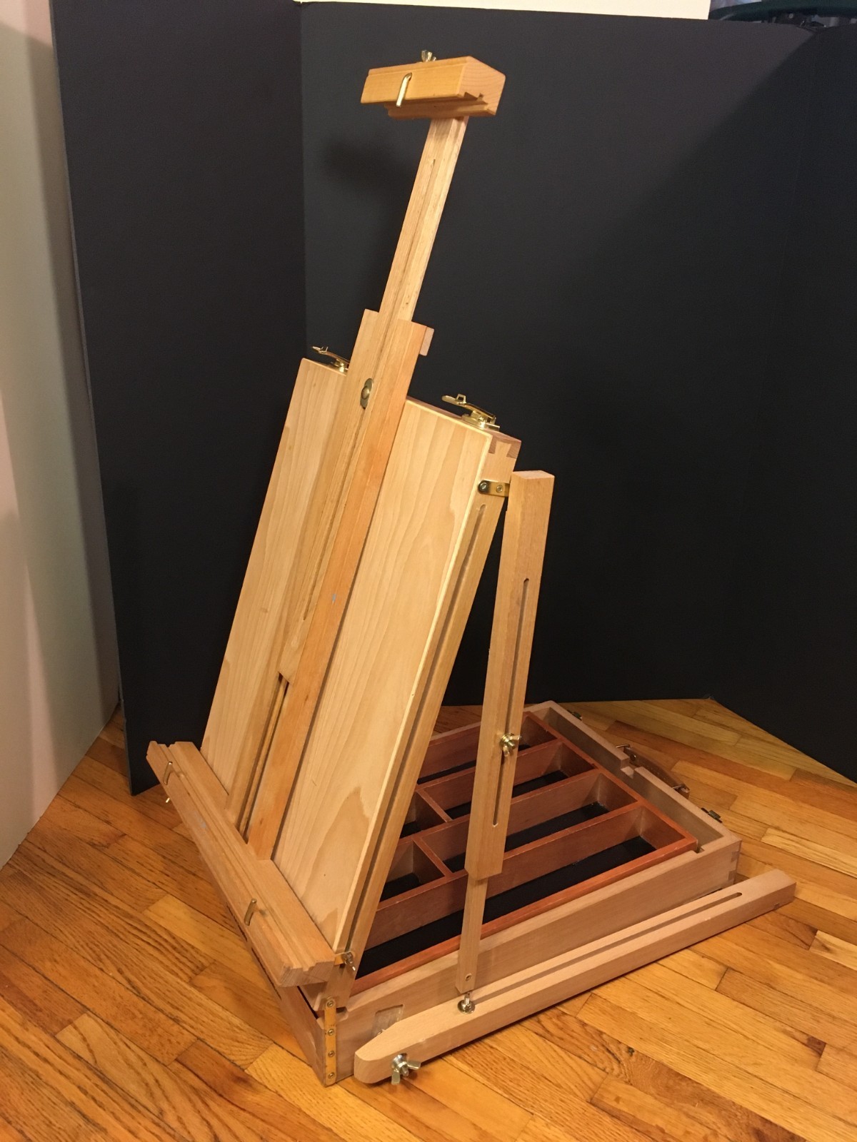 **Vintage FRENCH EASEL FOLDING ARTIST SKETCHBOX PORTABLE SOLID WOOD STORAGE