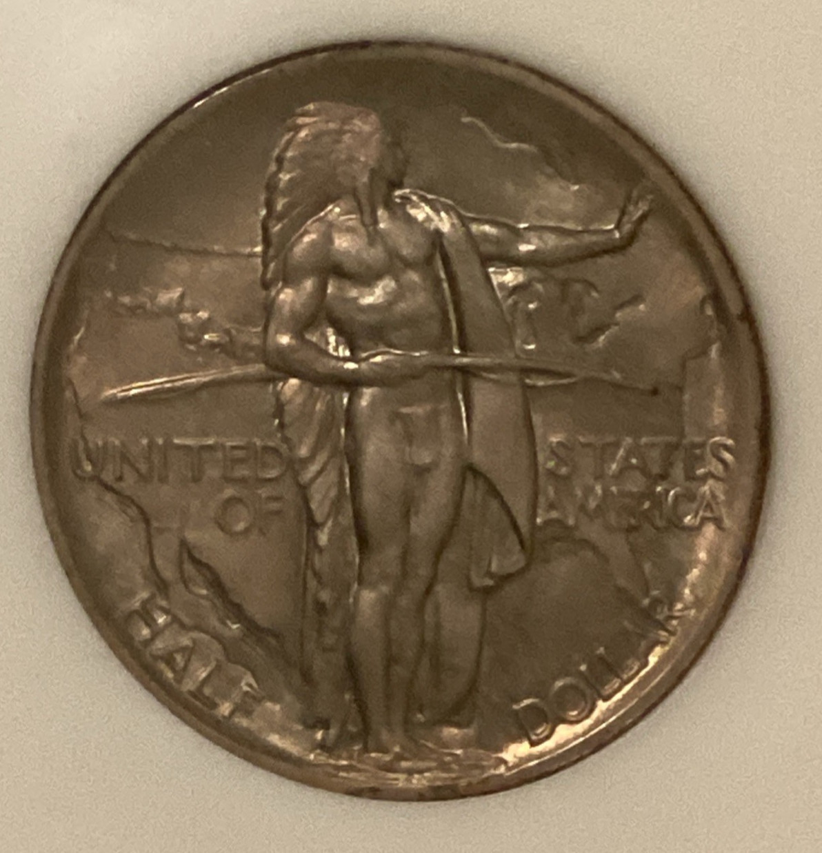 1936 NGC MS 65 OREGON TRAIL Silver Commemorative Toned Coin Fatty Holder