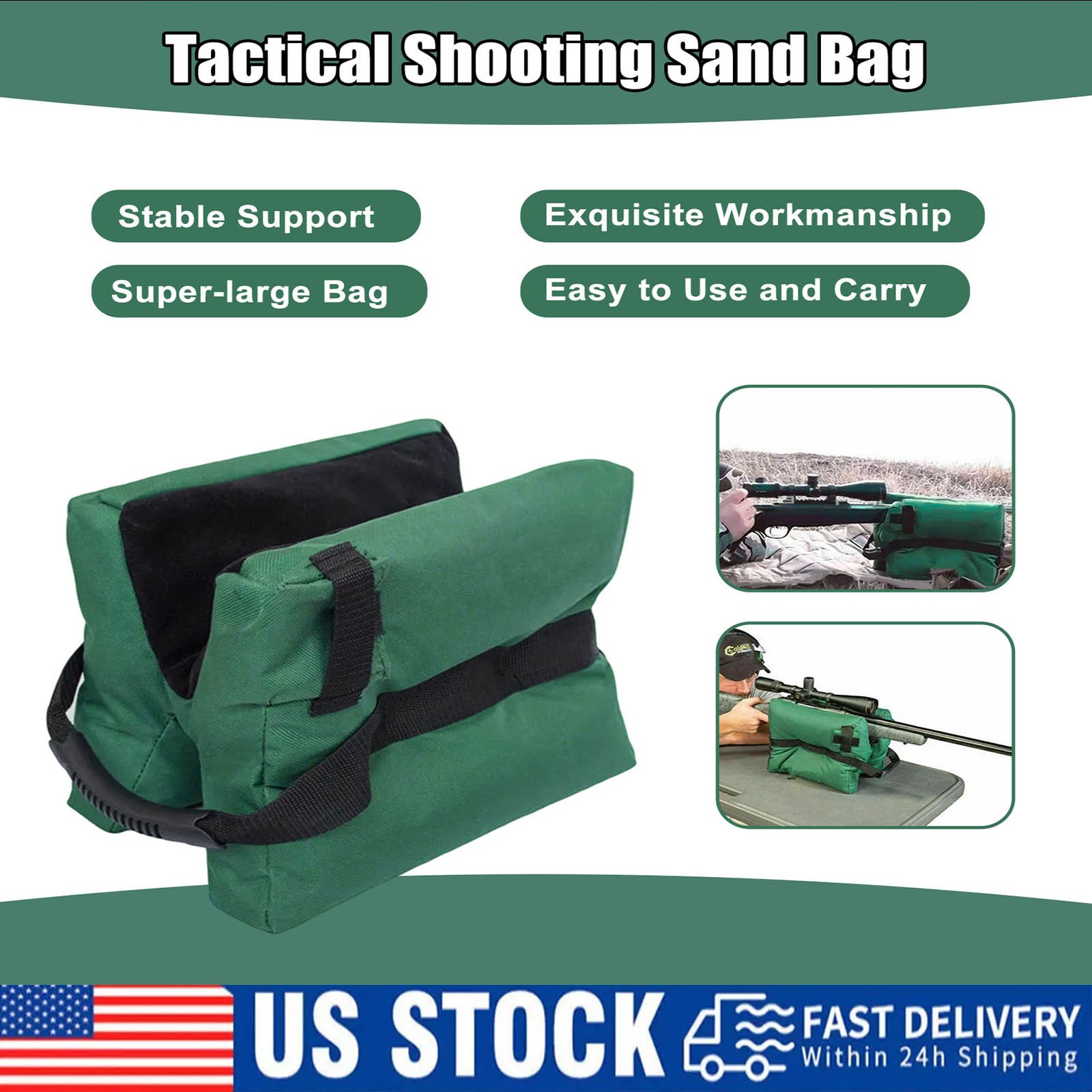 Shooting Range Sand Bag Set Rifle Gun Bench Rest Stand Front Rear Bag /Gun Sock