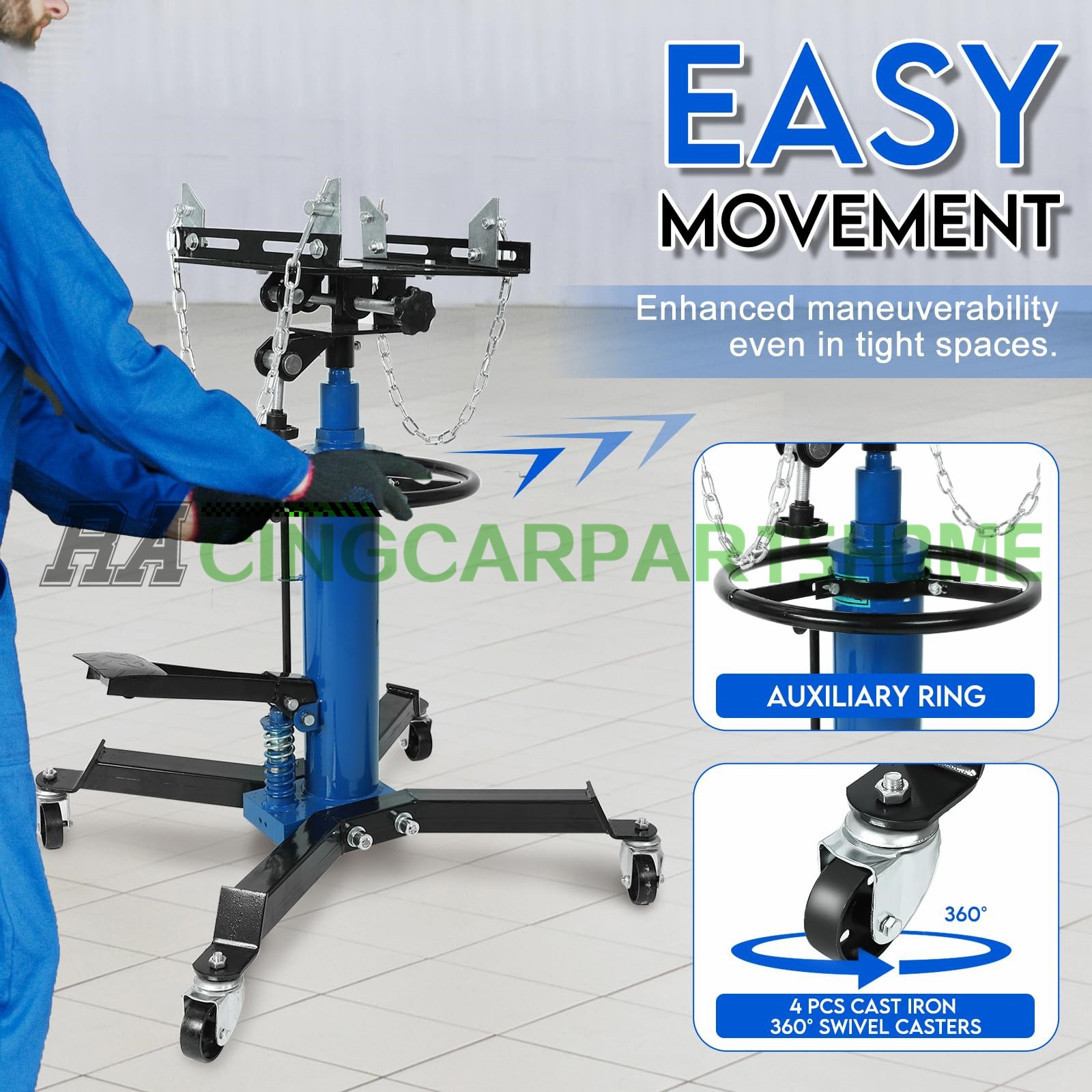 35"-72" Adjustable Height Hydraulic Transmission Jack 1660lbs / 0.75T Lift Hoist