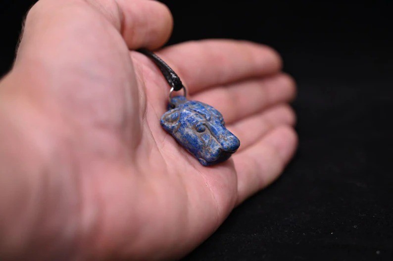 RARE ANCIENT EGYPTIAN ANTIQUE Amulet Goddess Sekhmet Made Lapis Lazuli Egypt BC