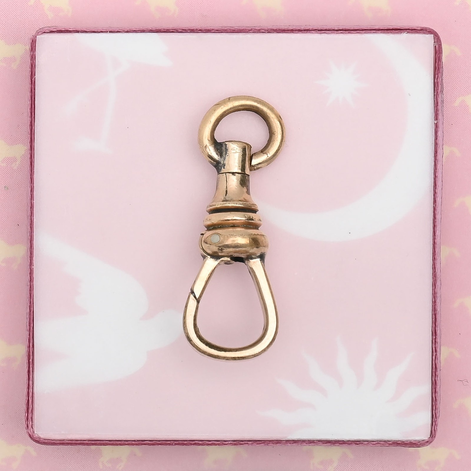 Antique Victorian Large Rose Gold Filled Dog Clip Lobster Clasp 4 Charm Pendant