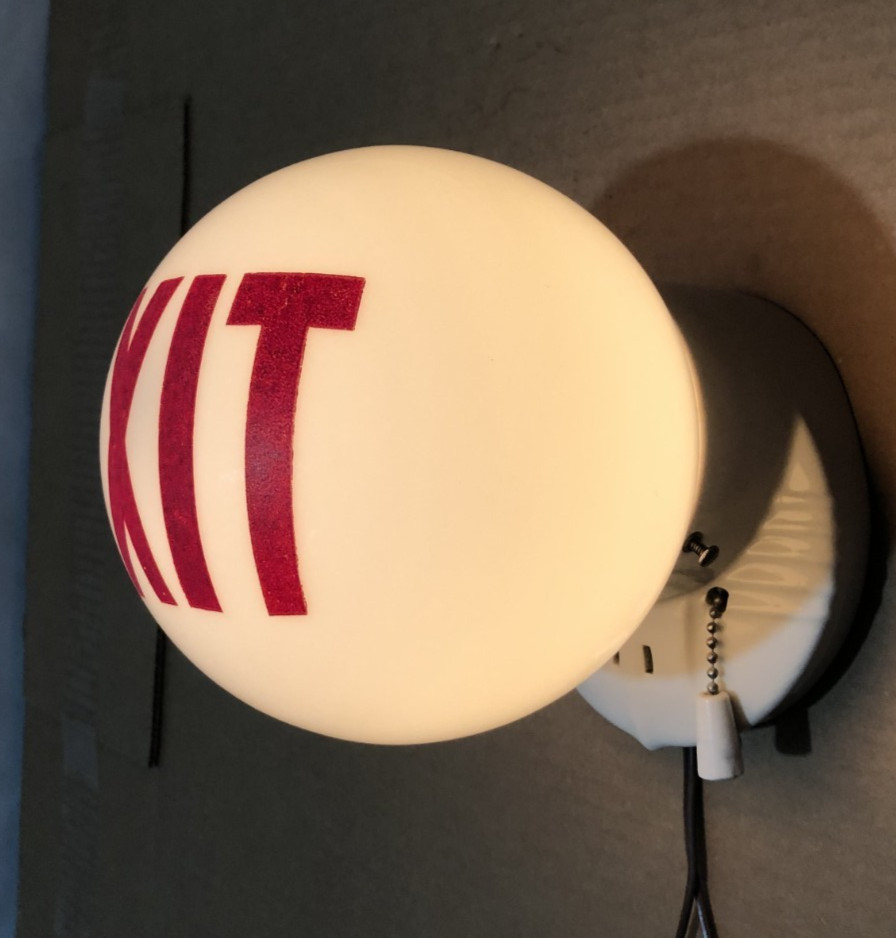 Antique Exit Glass Shade Vtg Wall Sconce Porcelain Light Fixture Art USA #L32