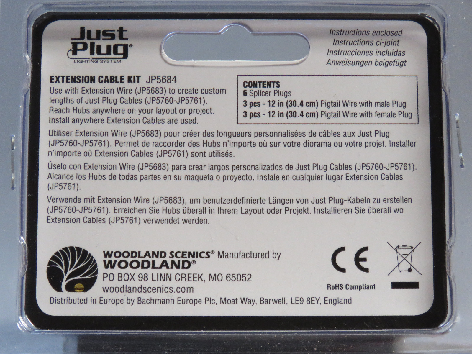 WOODLAND SCENICS EXTENSION CABLE KIT FOR JUST PLUG LIGHTING SYSTEM wire WDS5684