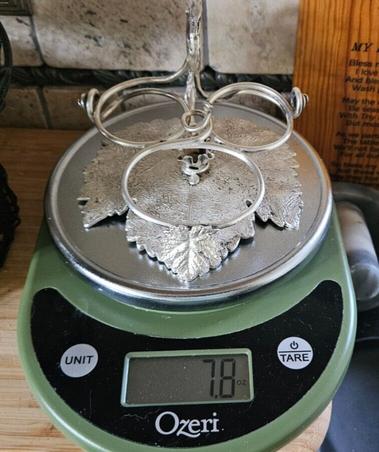 Antique sterling silver Hand-Made Stand w/Salt & Pepper Shakers & Salt Cellar