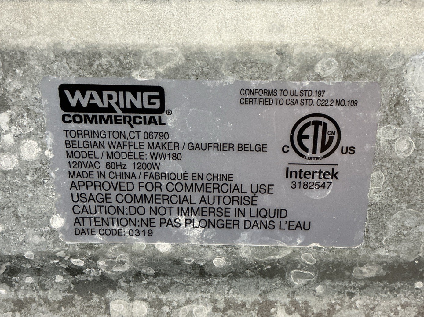 Waring Commercial WW180 Rotating Belgian Waffle Maker