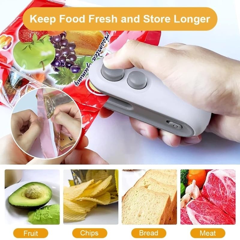 Mini 2-in-1 USB Rechargeable Snack Bag Sealer, Compact Portable Food Freshness