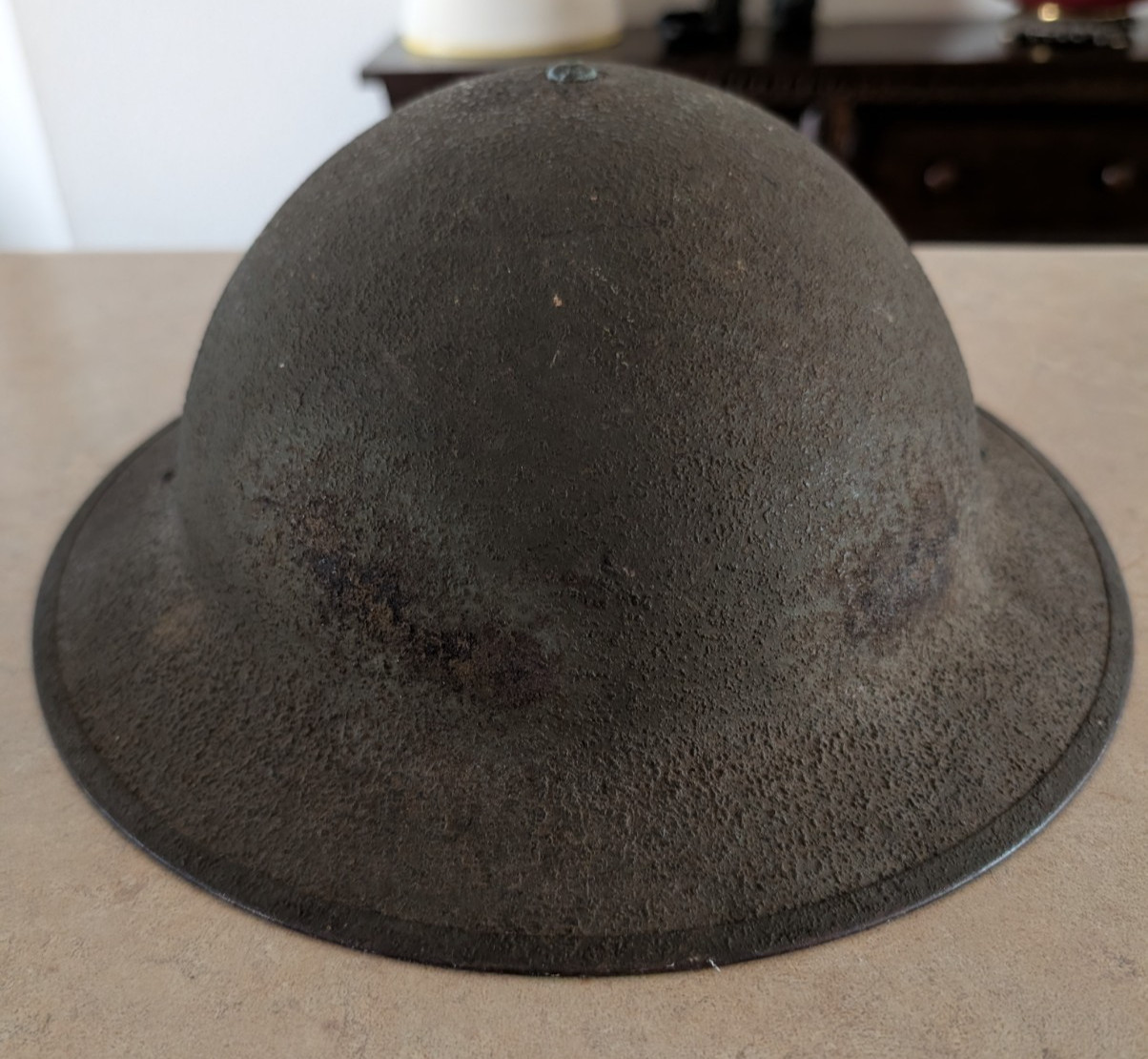 WW2 M1917A1 KELLY Helmet with Leather Liner Chin Strap Skull Pad 1930s 8C