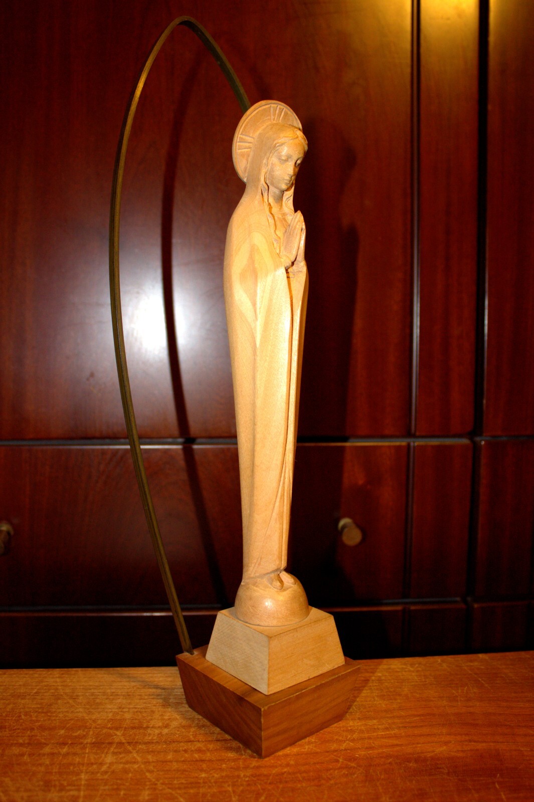 ANTIQUE 12/15" HAND CARVED WOOD CATHOLIC VIRGIN MARY OUR LADY STATUE FIGURE GIFT