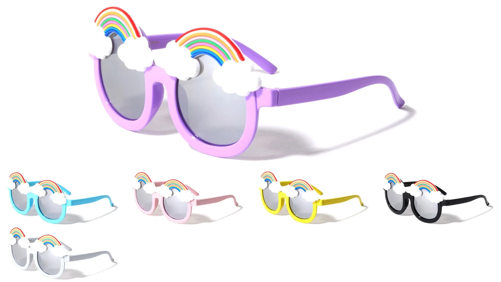 Kids Rainbow and Clouds Mirrored Oblong Sunglasses (K894) *NEW* *FREE Shipping*