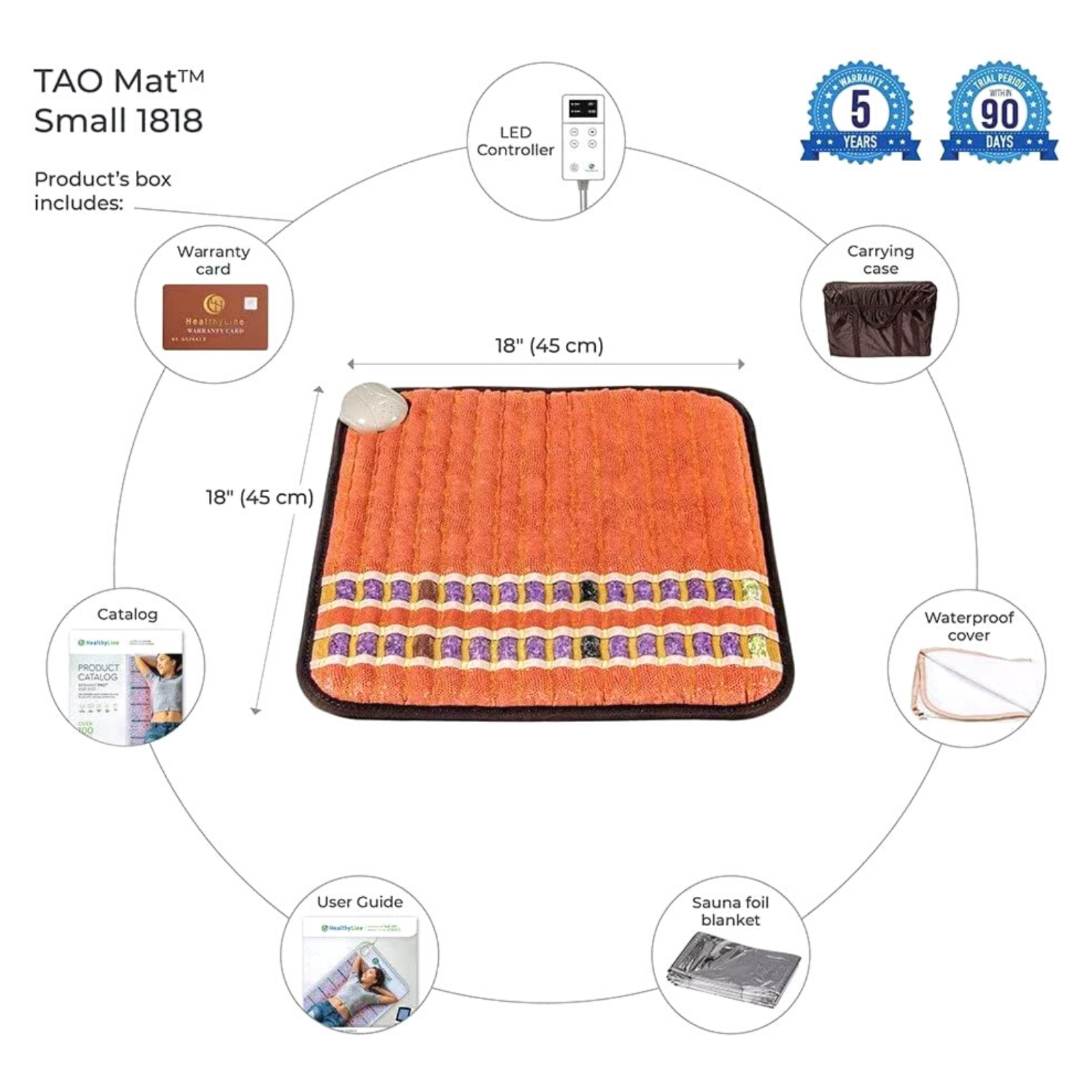 HealthyLine TAO Heating Mat Far Infrared Gem Pad for Pain Relief Therapy (18x18)
