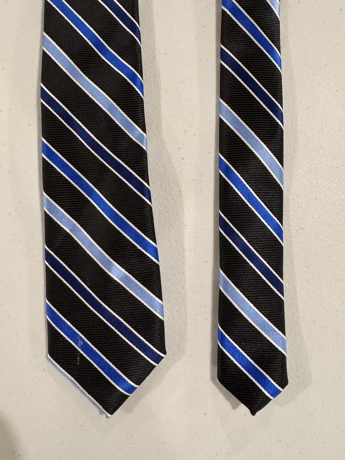 Boy's Chap's Neck Tie - Navy Blue Striped Dress Tie Polyester 49 Inches