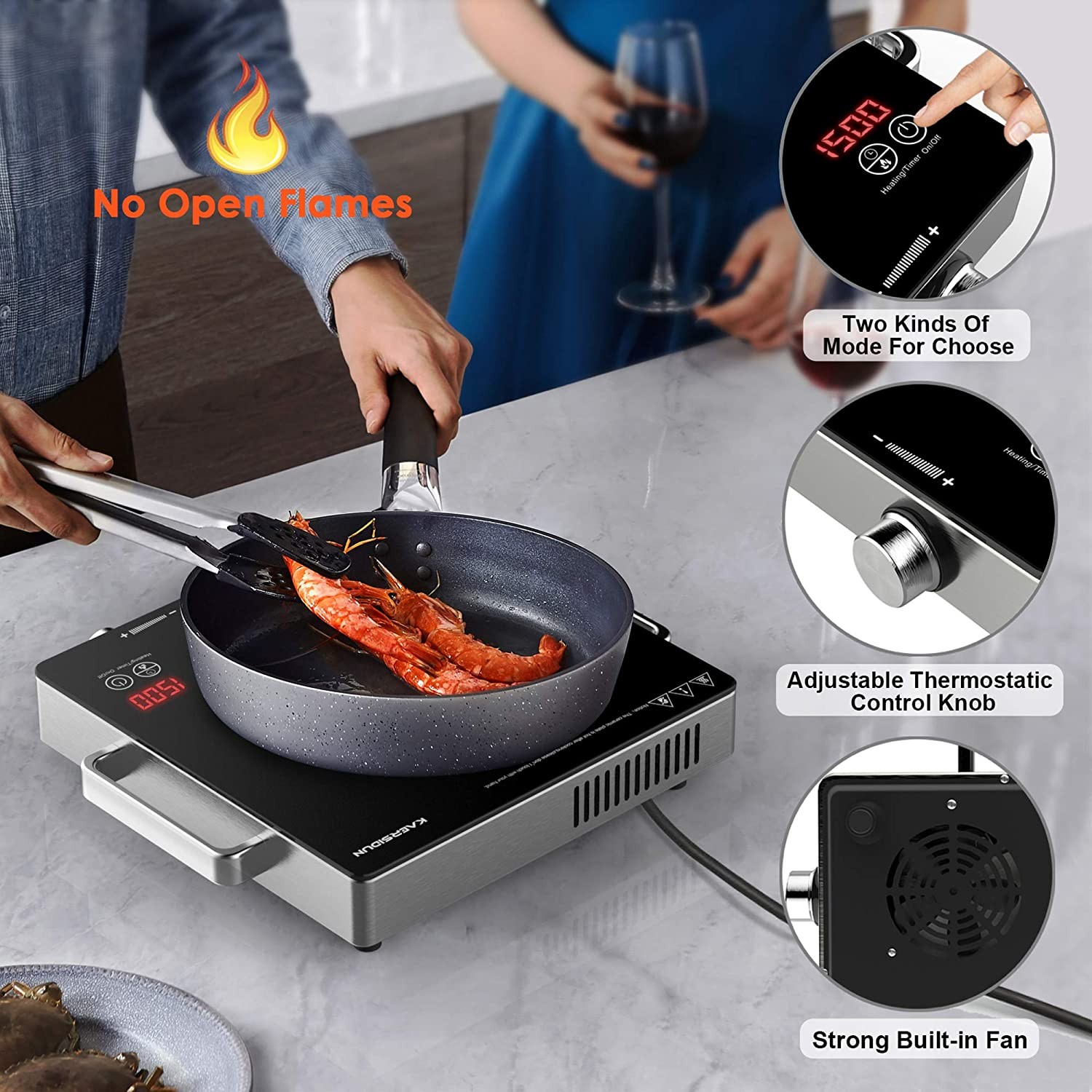 1500W Hot Plate Electric Stove Cooktop Single Burner for Cooking 120V Burner