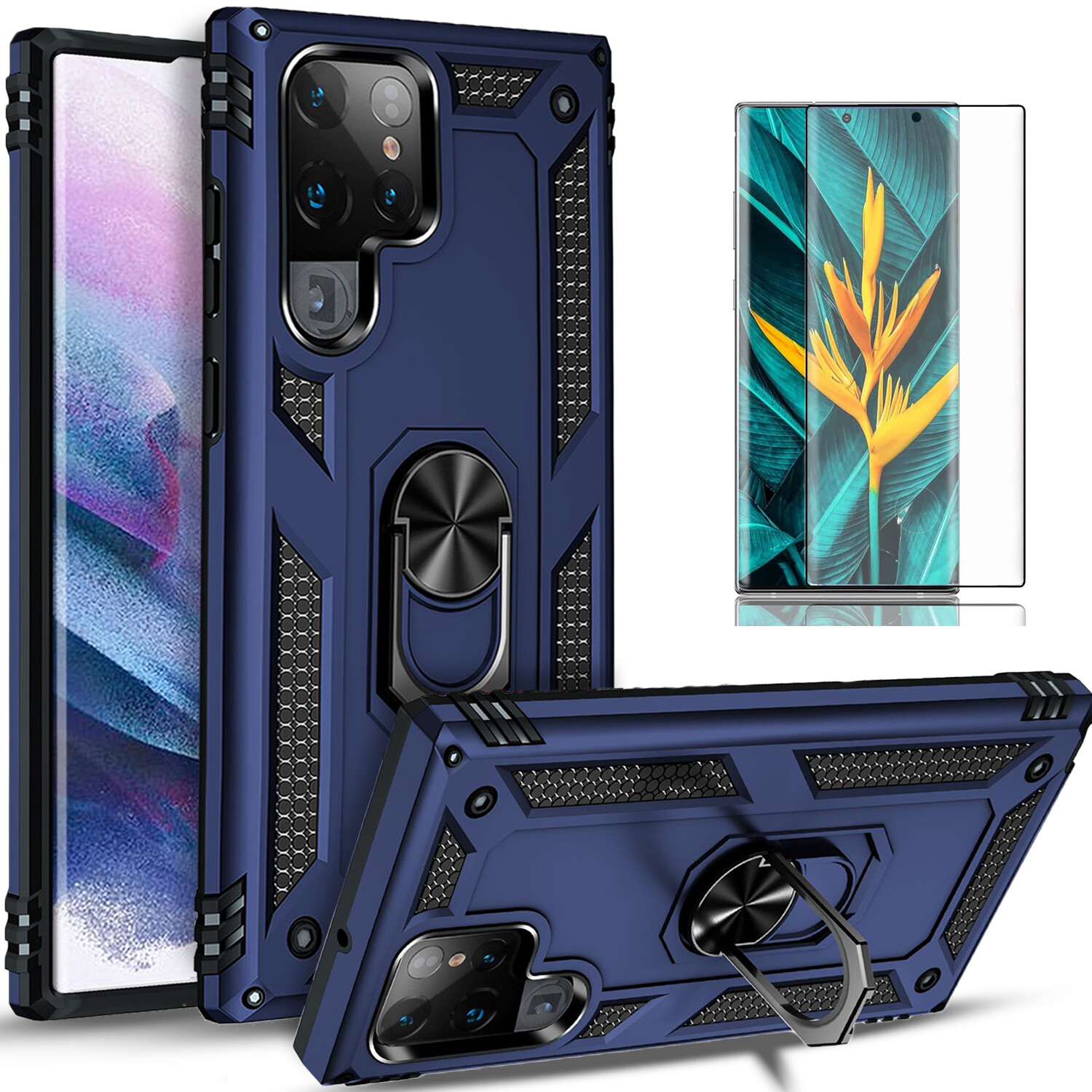 For Samsung Galaxy S24 S23 Ultra S22 Plus S21 FE Case Phone Cover + Screen Glass