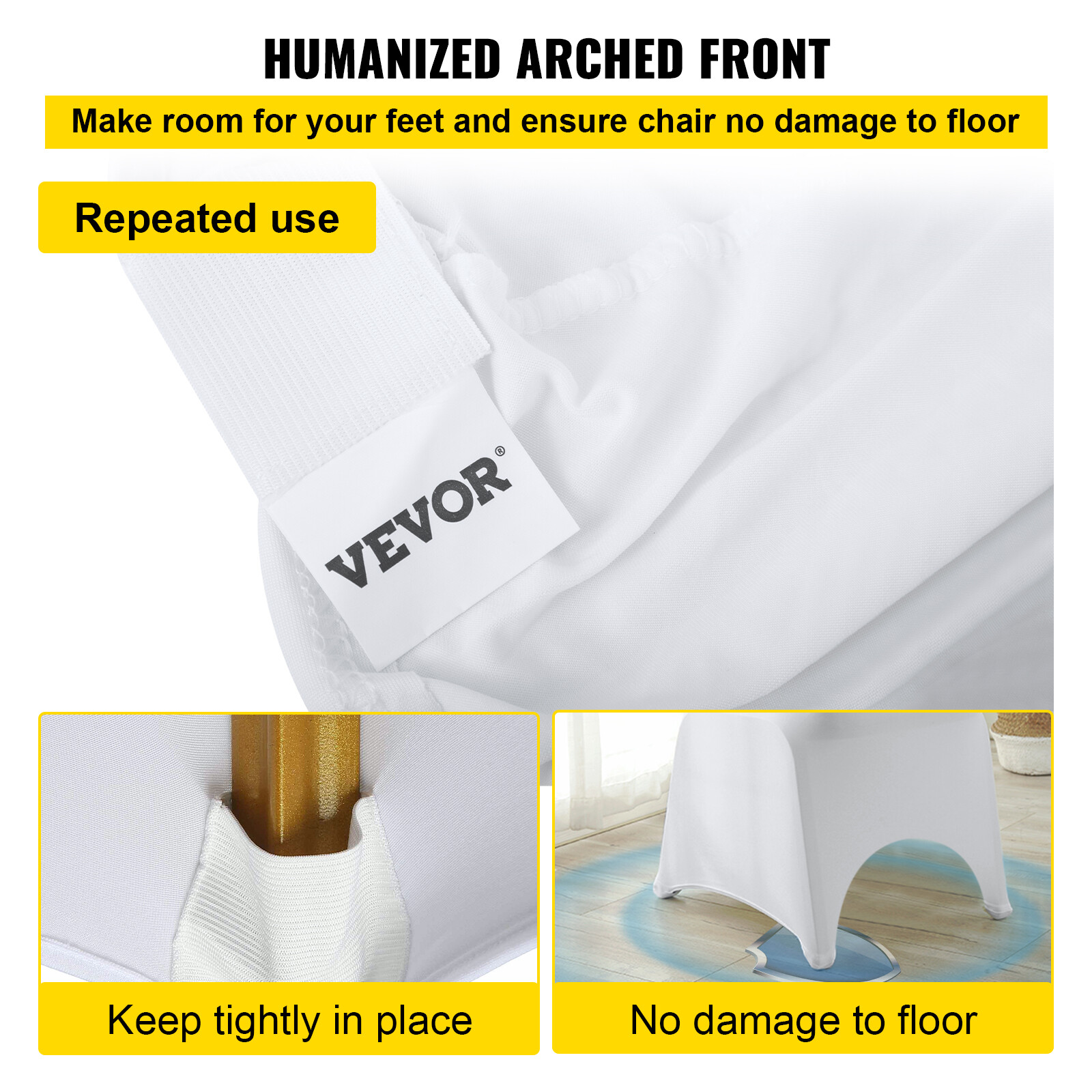 VEVOR 50 PCs White Spandex Chair Covers Wedding Banquet Party Ceremony Hotel Use