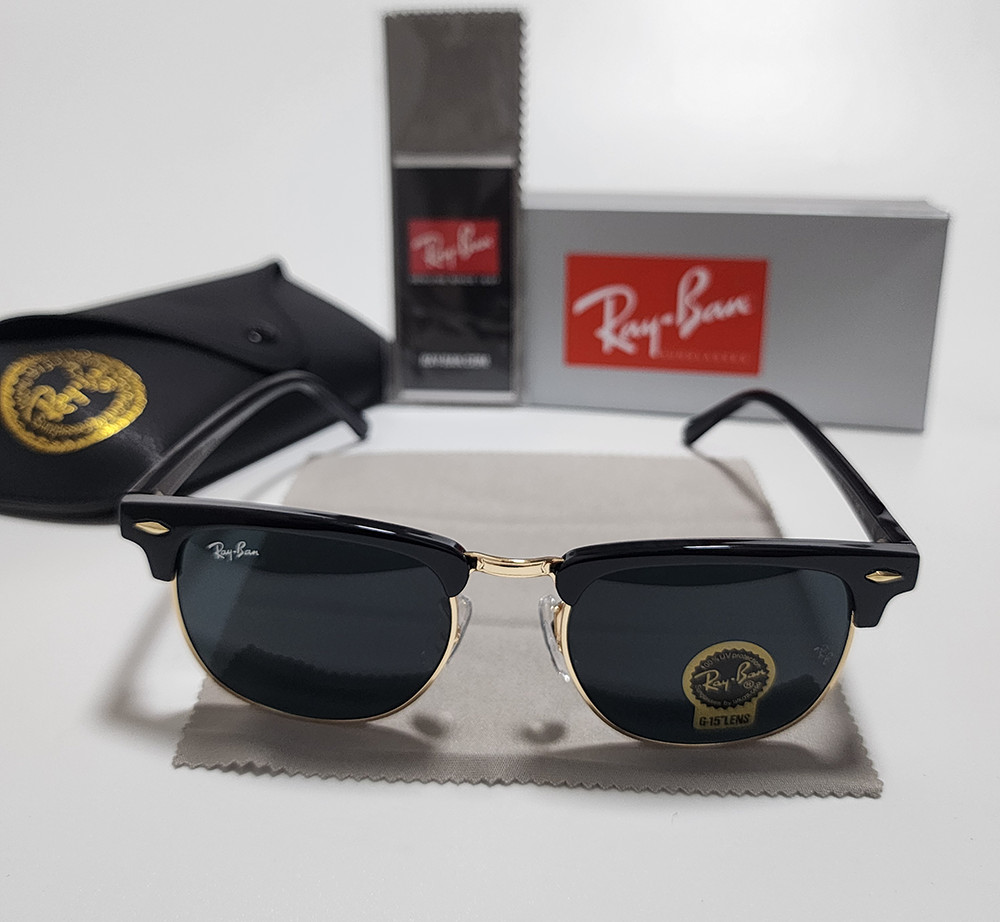 Ray-Ban RB3016 Sunglasses Clubmaster Classic Black Frame Glass Gray Lens 51 mm